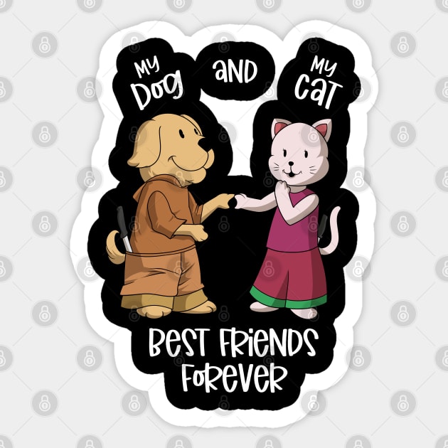My pets love each other - dog and cat Sticker by Modern Medieval Design